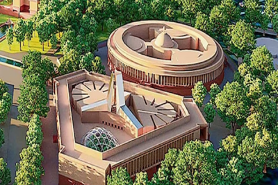top-view-india-new-parliament-building-ePathram